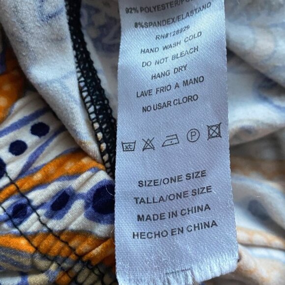 Southwestern Paisley Multi-color Soft Leggings One Size Blue Orange White Black - Picture 15 of 15